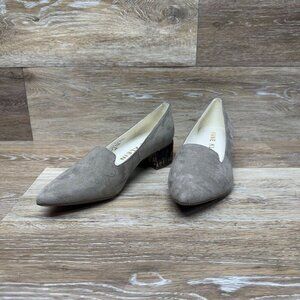 Anne Klein Kalonie Tan Textile Pointed Toe Low Heel Slip On Shoe Women's Size 7